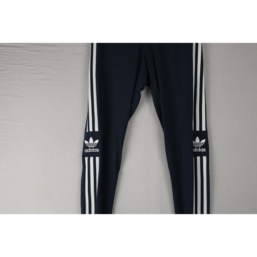 Adidas Womens Jeggings Blue Size Small 3 White Stripes Trefoil Workout Casual - Picture 9 of 14